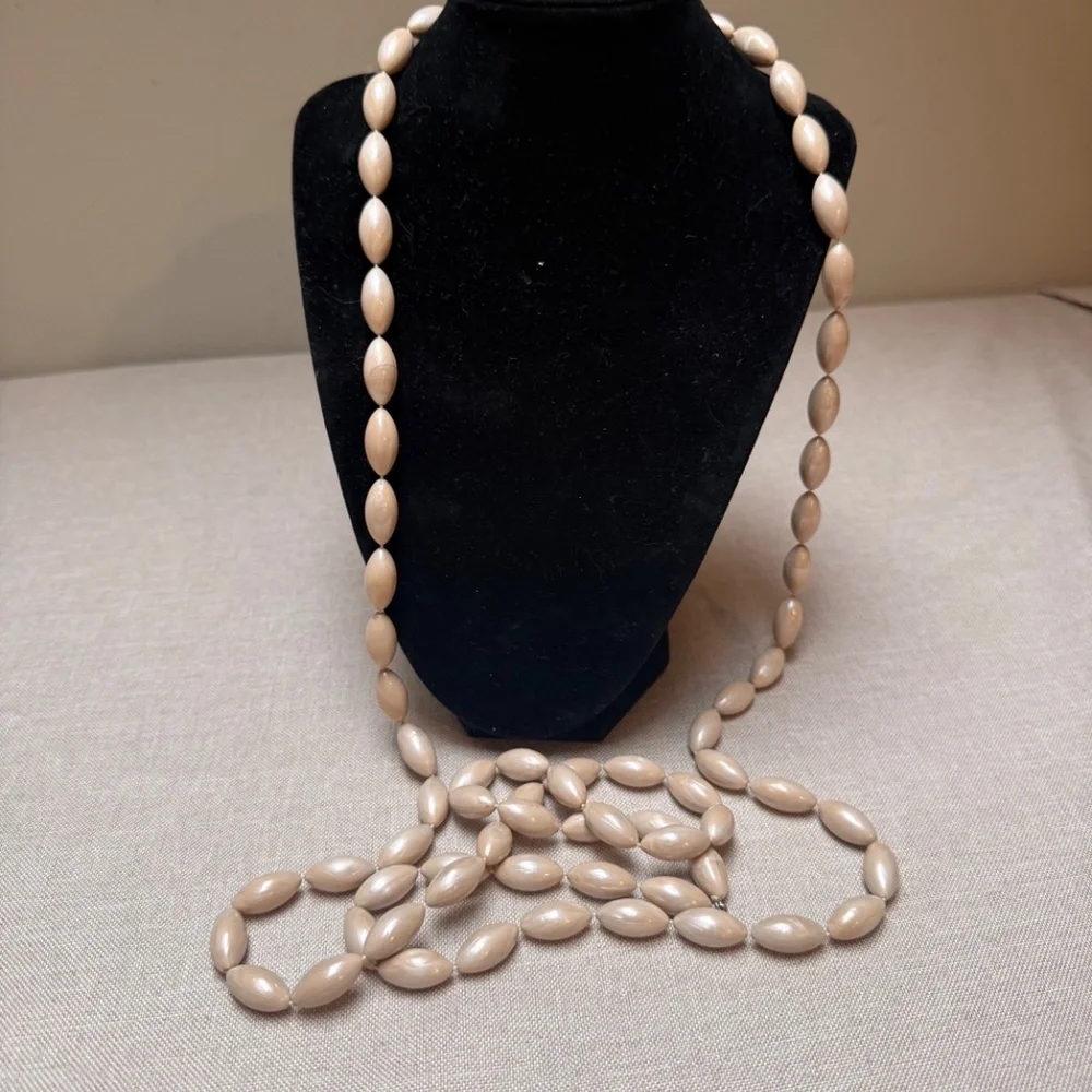 Vintage Long Blush Color Beaded Necklace